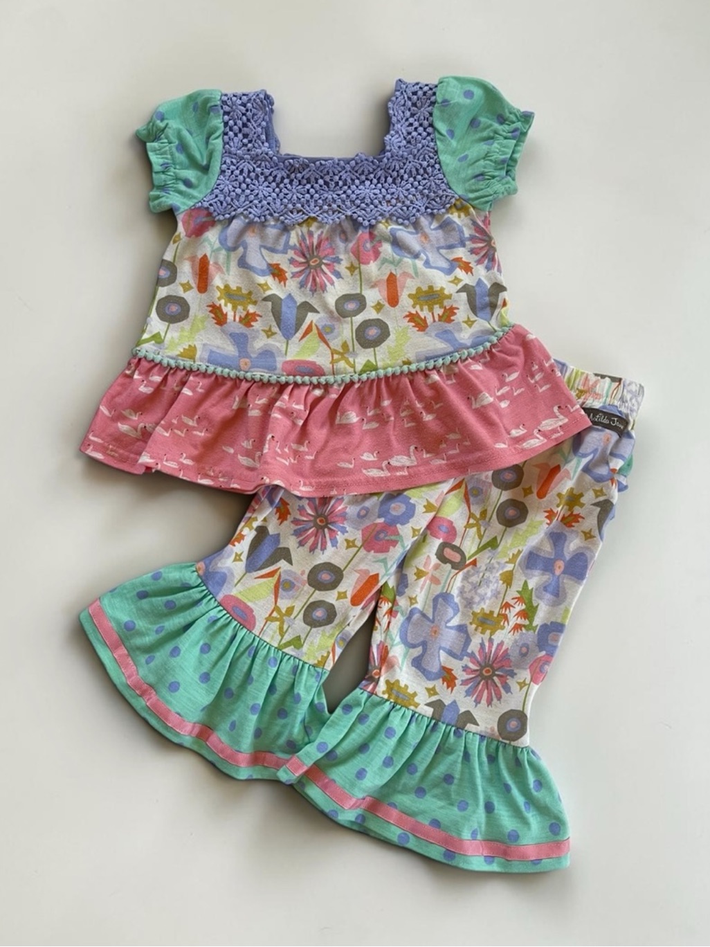 Matilda Jane Vguc Mixed Whimsical Floral Print Ruffle Pajama Set